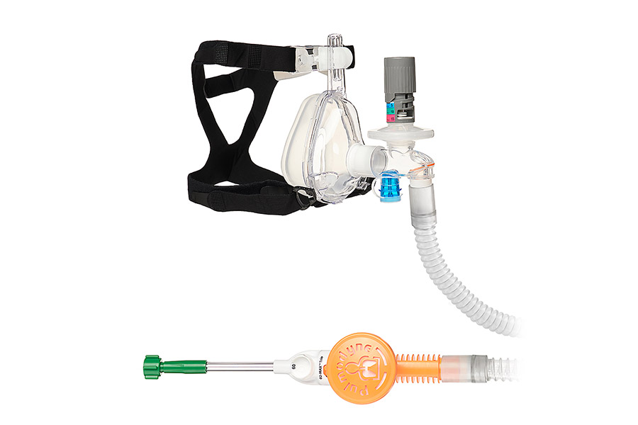 O2-MAX™ Trio System with smoothbore tube, 5-SET™ adjustable PEEP valve and BiTrac ED Mask, large adult