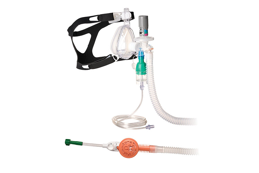 O2-MAX™ Trio System with expandable tube, 5-SET™ adjustable PEEP valve, nebuliser and BiTrac ED Mask, medium adult