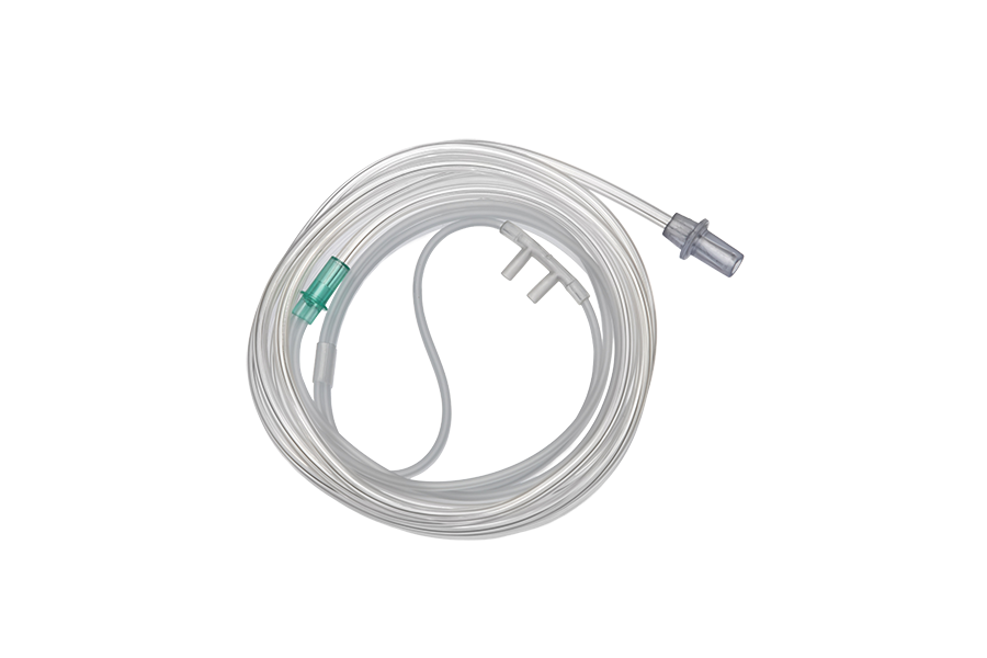 Adult, Satin nasal cannula with straight prongs and tube, 2.1m