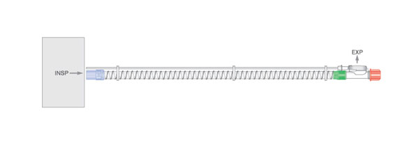 22mm Smoothbore exhalation valve breathing system. ≥ 1.8m