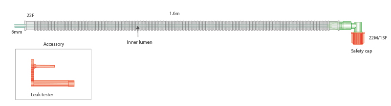 Mapleson D Bain coaxial breathing system for use with Bain adaptors (no valve or bag), ≥ 1.6m